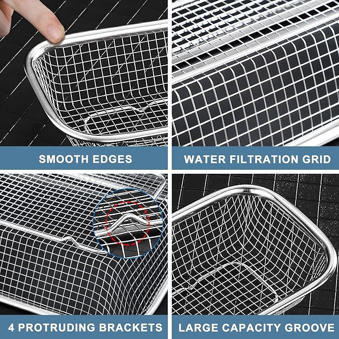 Utensil Drying Rack, 3 Pack Stainless Steel Utensils Holder Dishwasher Silverware Basket, Compact Dish Drainer for Kitchen Countertop, Chopsticks Spoons, Forks, Knifes Organizer