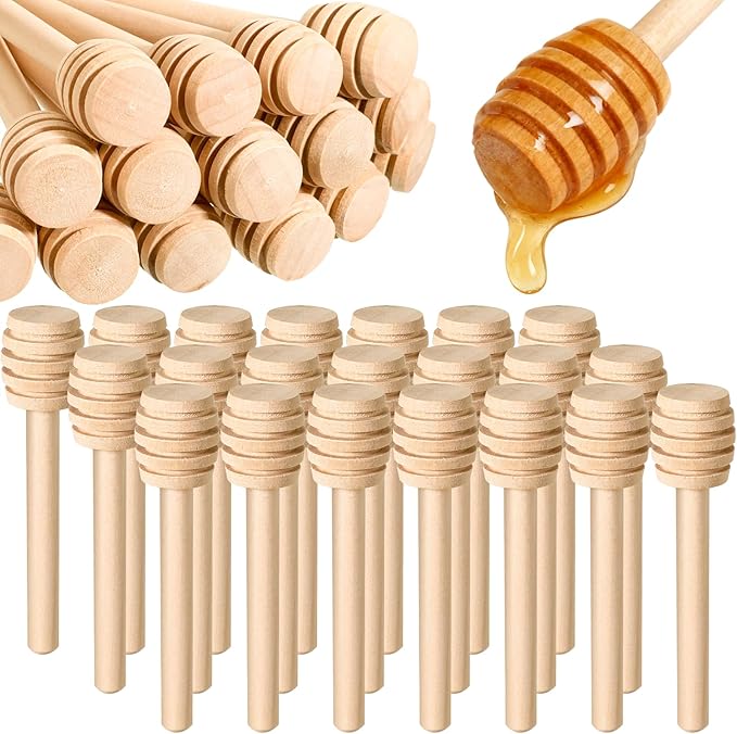 SHENLIU 200 Pack Honey Dipper Sticks, 3 inch Mini Wooden Honey Stick Mini Honeycomb Sticks, Honey Dipper Honey Stirrers for Tea Honey Jar Dispense Drizzle Honey and Wedding Party Favors Gift