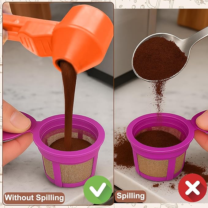 Palksky Coffee Scoop & Funnel for Reusable K Cup Refillable Coffee Pods,2 Tablespoon Coffee Measuring coffee Scooper,1PCS(Orange)