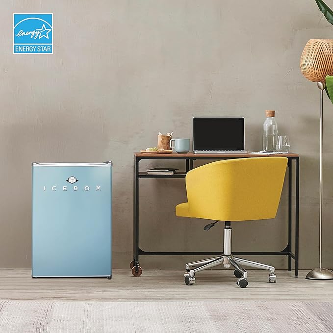 ICEBOX 2.5 Cu. Ft. Compact Refrigerator, ENERGY STAR Certified Small Refrigerator, Single Door Mini Fridge with Chiller Compartment, R600a Refrigerant, IBCR25SLT, Slate Blue