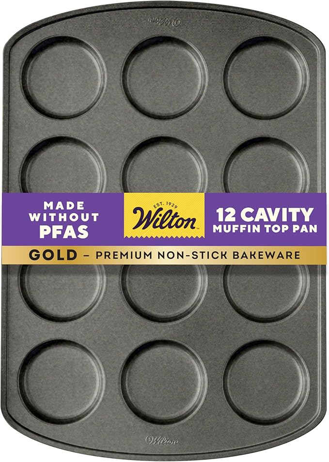 Wilton Gold Non-Stick Muffin Top Pan, Cold-Rolled Steel Bakeware, Made without PFAS, 11 x16 in, Packaging May Vary