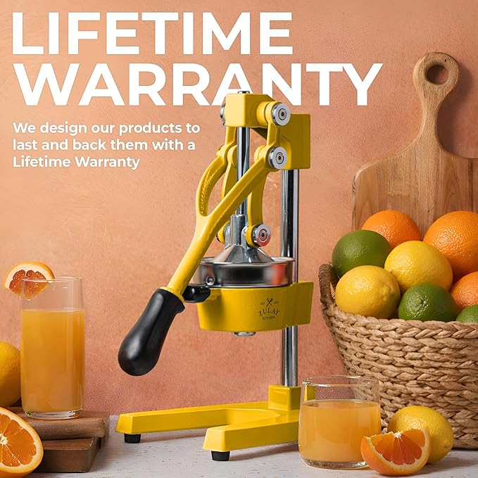 Zulay Kitchen Cast Iron Juicer - Heavy Duty Manual Juicer with Detachable Strainers for Easy Cleaning, Orange Juice Press for Citrus Fruits, Perfect for Bartenders, Juice Lovers & Health Enthusiasts