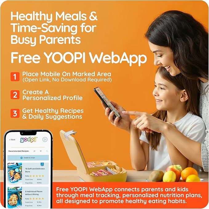 YOOPI Lunch Boxes for Kids–Toddler Bento Box with 4 Leakproof Compartment Food Bentobox Container,Lunch Box for School with Lunchbox Containers, Lightweight Sandwich Box & Snack Box (Yellow)