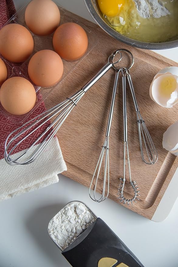 Fox Run Mini Whisks, Chrome Plated, Set of 4, Metallic, 8 x 2 x 1.75 inches