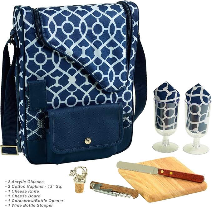 Picnic at Ascot Original Insulated Wine and Cheese Cooler Bag - Designed, Assembled & Quality Approved in the USA