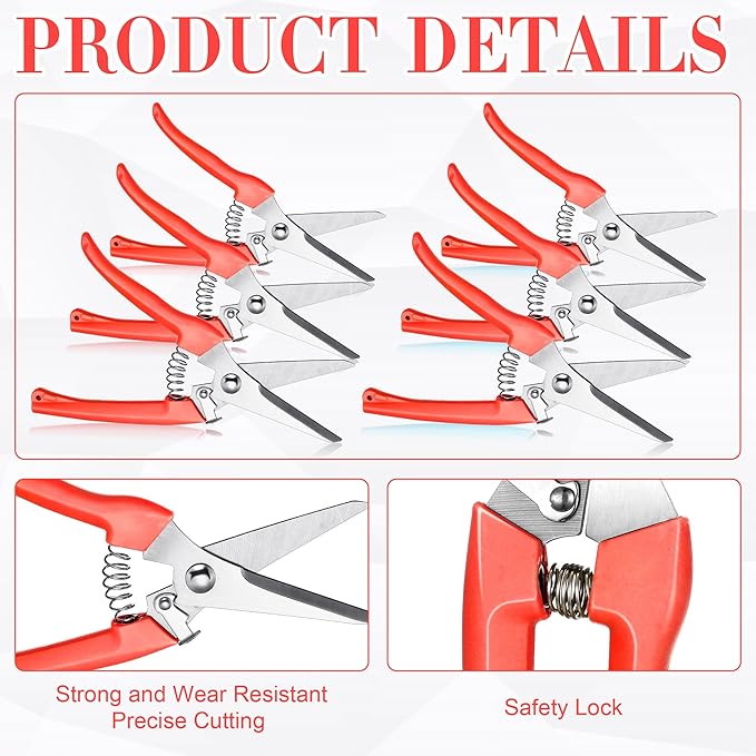 Chumia 30 Pcs Garden Flower Shears Pruning Scissors Heavy Duty Plant Scissors Trimming Garden Clippers Hand Tree Pruner for Yard Gardening Plants Hedge Flower Tree Cutting Secateurs (Orange)