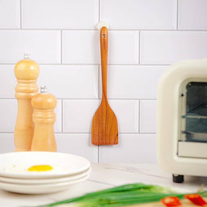 Teak Wooden Spatula for Cooking – Handcrafted Non-Stick Kitchen Utensil with Comfort Grip & Microfiber Cloth