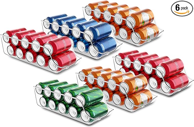 Utopia Kitchen Soda Can Organizer and Dispenser for Refrigerator/Pantry - Durable Can Storage Organizer Fridge & Kitchen Organization - (Clear, Set of 6)