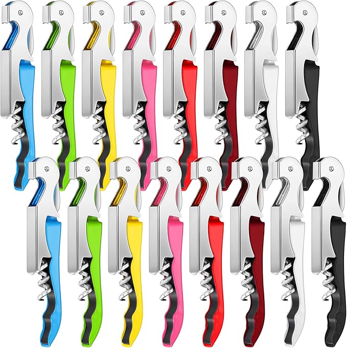 Honoson 16 Pieces Wine Opener Bulk Corkscrew Bottle Wine Key Opener Waiter Metal Heavy Beer Corkscrew Serrated Foil Cutter Key for Servers Home Restaurants Bars Waiter Bartenders (Fresh Colors)