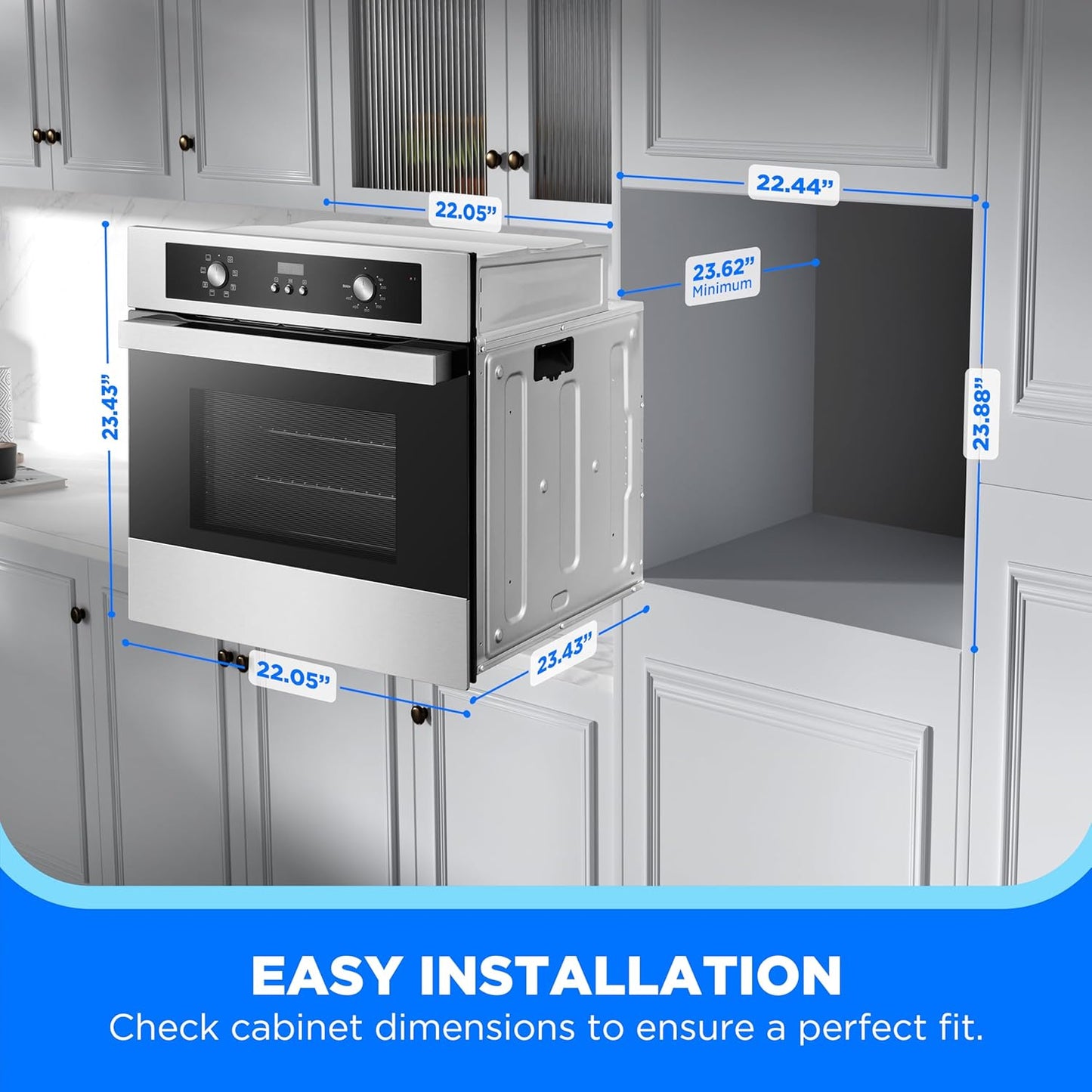 Midea MEW24S2AST Single Built-in Oven, 2.5 cu.ft Wall, Silver