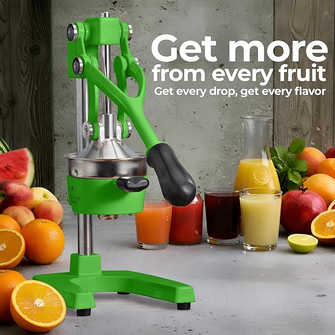 Zulay Kitchen Cast Iron Juicer - Heavy Duty Manual Juicer with Detachable Strainers for Easy Cleaning, Orange Juice Press for Citrus Fruits, Perfect for Bartenders, Juice Lovers & Health Enthusiasts