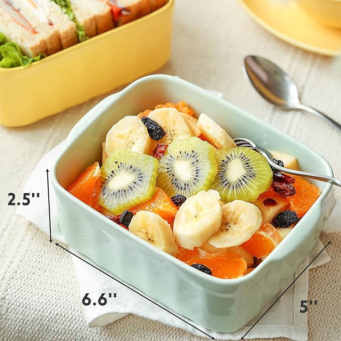 BUYDEEM Ceramic Food Storage Container with Airtight Lid, 28 oz Bento Lunch with Airlock Lid, Stackable Bento Box Microwaveable, Reusable and Dishwasher Safe, for Office Work and Travel, Mellow Yellow