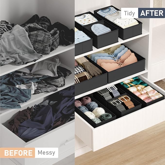 DIMJ Drawer Organizer Clothes Storage - 26 Pack Baby Dresser Organizer for Nursery, Foldable Closet Drawer Organizer Bins for Bedroom Organization, Fabric Storage Dividers for Socks, Underwears, Bras