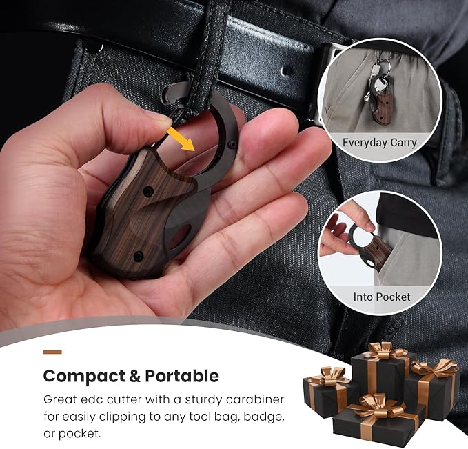 Small Pocket Knife for Men, Cool Box Cutter with 1.34 inch Sharp Blade, EDC Knives Tool for Everyday Carry (Wood Grain)