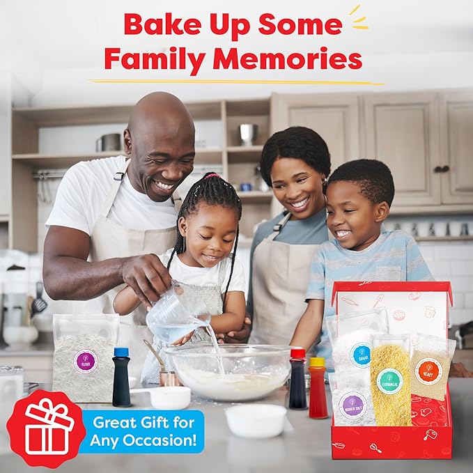 Baketivity Rainbow Bagel Kids Baking Kit - Baking Kits for Kids with Premeasured Ingredients, Step-By-Step Instructions, Video Guide, and STEM Lessons - Cooking for Ages 6-12+