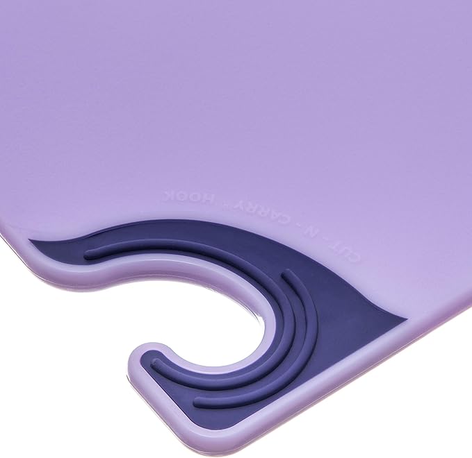 San Jamar Saf-T-Grip Plastic Cutting Board with Safety Hook, 9" x 12" x 0.375", Purple