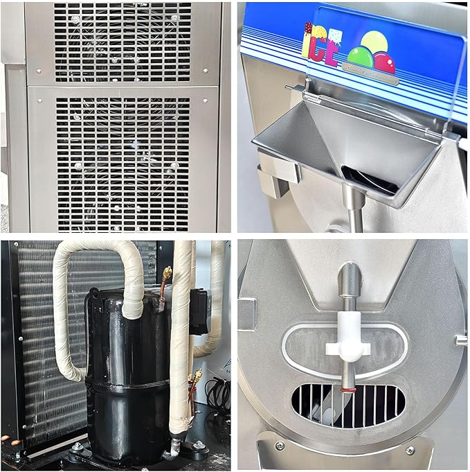 Kolice Commercial Heavy Duty Italy Gelato Hard Ice Cream Machine with Stainless Steel Strong Door, Italian Water Ice Machine, Street Food Machine- 23-27gallon/hour-ETL