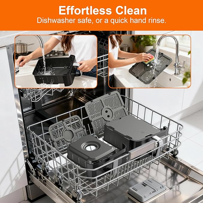 13QT Dual-Basket Air Fryer, Vertical Compact Large Air Fryers with viewing window & Independent Light, 10-in-1 Presets for Home Family, Bake/Grill/Dehydrate/Reheat, Freidora De Aire Dishwasher-Safe