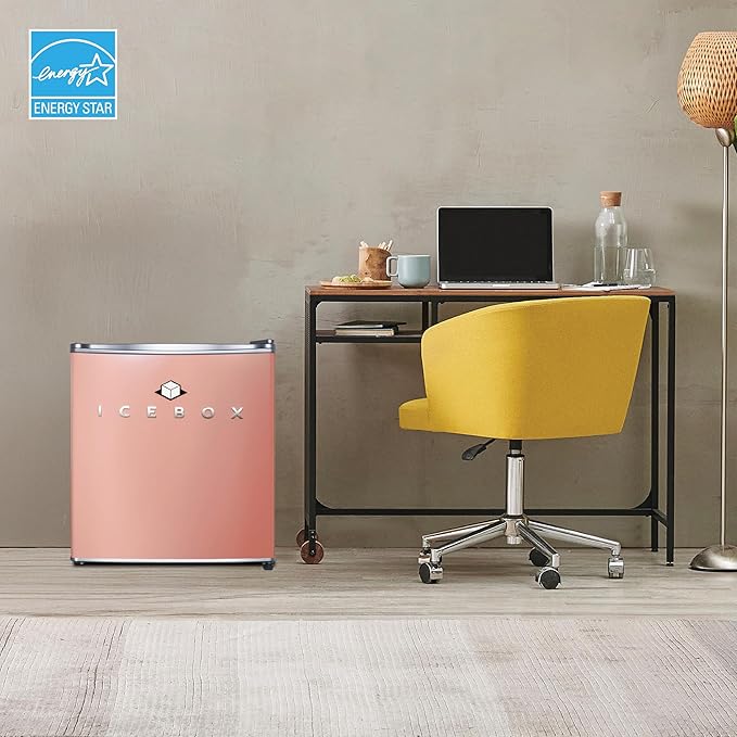 ICEBOX 1.7 Cu. Ft. Compact Refrigerator, ENERGY STAR Certified Small Refrigerator, Single Door Mini Fridge with Freezer, R600a Refrigerant,IBCR17BLS, Blush Red