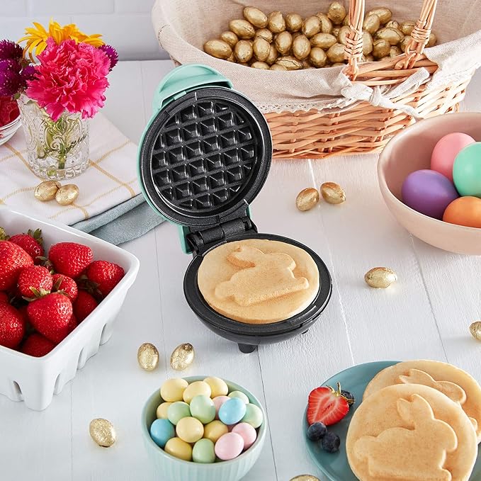 Dash Mini Waffle Maker- Compact Electric Iron for Creative Homemade Treats - Nonstick Surface - Easy-to-Clean - Perfect for Kids & Families - Aqua,(Pack of 6)