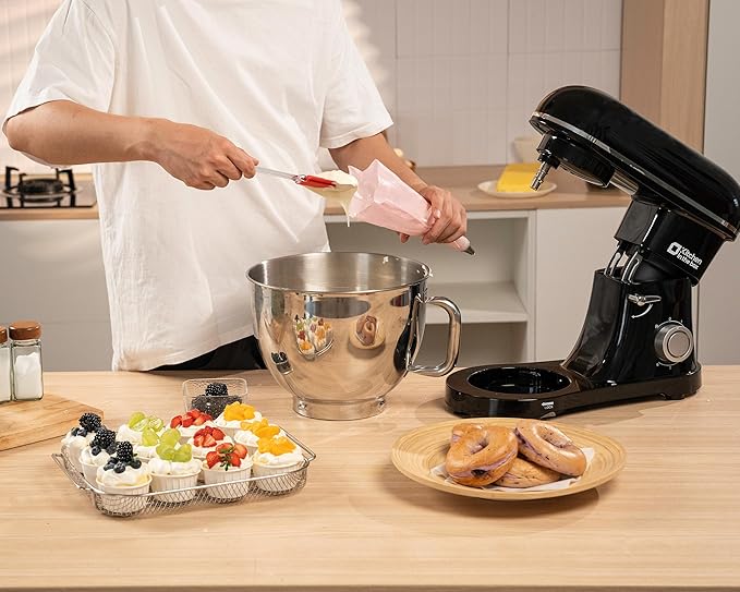Kitchen in the box Stand Mixer - 8.5 Quart Mixing Bowl with Handle, 900 Watt Heavy Bread Dough Standing Mixers Tilt-head with Dough Hook, Whisk, Flat Beater and Splash Guard (Black)