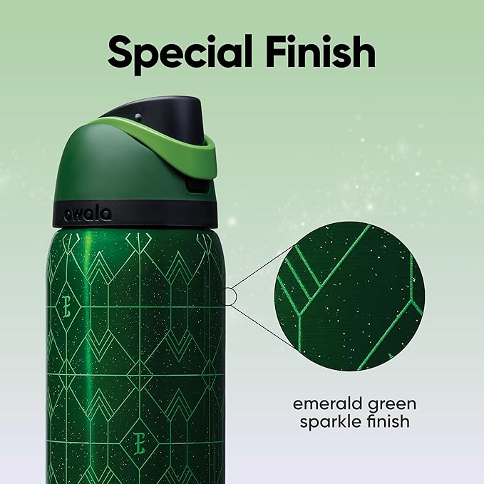 Owala Wicked FreeSip Insulated Stainless Steel Water Bottle with Straw for Sports and Travel, BPA-Free Sports Water Bottle, 32 oz, Elphaba (Green)