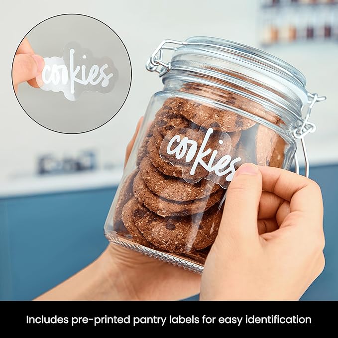 Talented Kitchen Airtight Mason Canning Jars - Multiuse Food Storage Containers with Lids for Canning Supplies & Homemade Food Storage - Clamp-Lid Glass Containers - 25 oz, Pack of 6