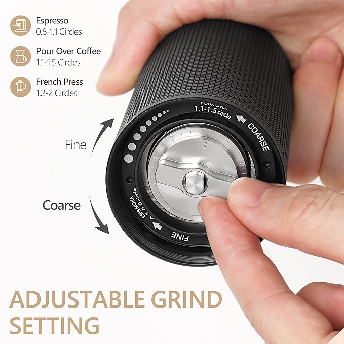 Chestnut C3S Manual Coffee Grinder TIMEMORE, Hand Coffee Grinder with Adjustable Grind Setting, Stainless Steel S2C Conical Burr Coffee Grinder, for Espresso to French Press Black