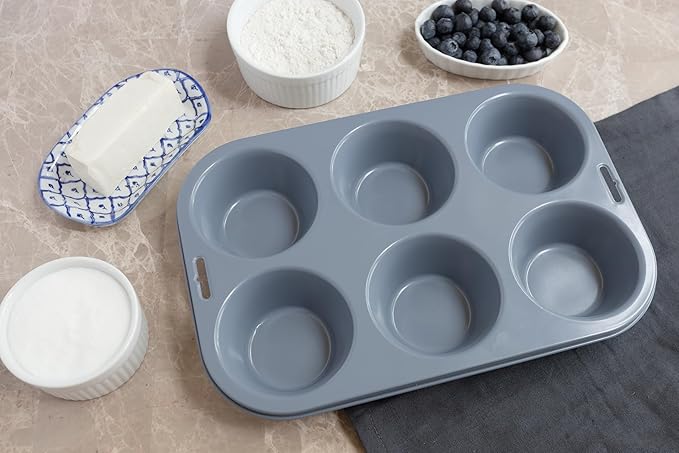 Fox Run Non-Stick Extra Large Muffin and Cupcake Pan, 6 Cup
