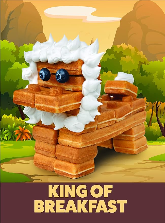 Building Brick Electric Waffle Maker- Cook Fun Buildable Waffles or Pancakes- Make Houses, Cars & Animals Out of Stackable Waffles- Bite Sized for Kids, Nonstick Waffler Iron Machine w Recipe Guide
