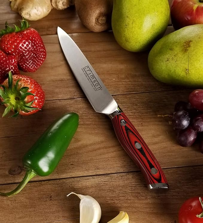 Ergo Chef Crimson Series 6" Boning Utility Knife - Forged German X50CrMoV15 Steel, Ergonomic G10 Handle, Precision Meat Deboning, Fruit & Vegetable Prep