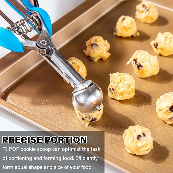 Extra Small Cookie Scoop, 1 Tsp Cookie Scoop, Mini Ice Cream Scoop for Melon Baller, Cookie Dough, 0.2oz/ 25mm, Easy Squeeze & Release, Sky Blue