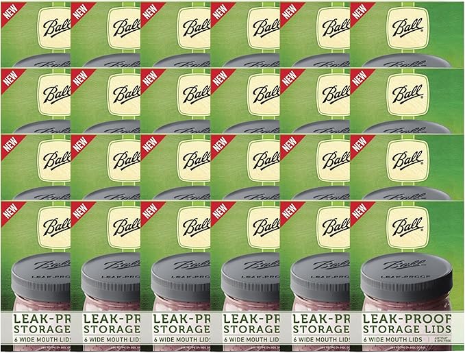 Ball Mason Jar Leak-Proof Lids, Wide Mouth, 6 CT (Pack of 24)