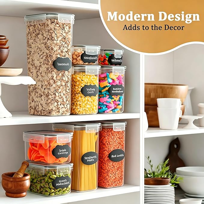 28 Pack Airtight Food Storage Containers with Lids, BPA Free Clear Pantry Storage Container for Kitchen Food Pantry Organizers and Storage, Plastic Pantry Organiser for Cereal,Flour and Sugar