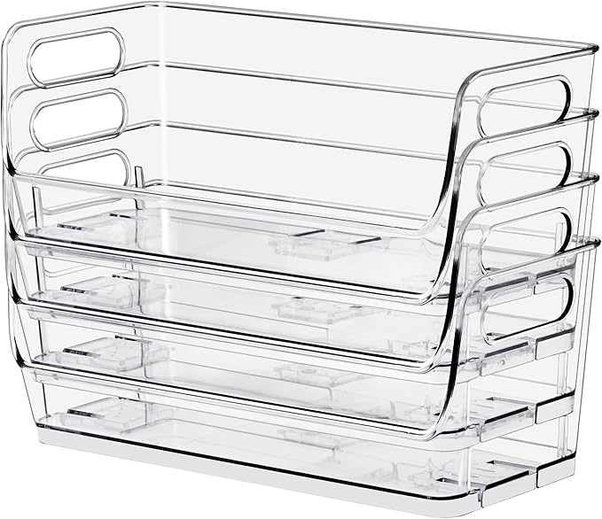 Sorbus Stackable Storage Bins Open Front, Clear Stackable Storage Bins, Pantry Bins for Storage and Organization, Acrylic Stackable Bins for Kitchen, Clear Pantry Organizer Bins (Small Wide 2 Pack)