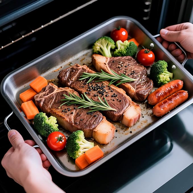 Turkey Roaster Pan - 16x13” Large Roasting Pan with Rack - Non-Stick Ceramic Coated - PTFE & PFOA Free - Oven & Stovetop Safe - Perfect for Juicy Holiday Turkeys
