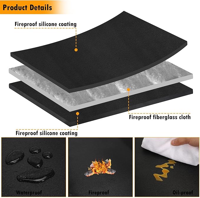 40" Round Fire Pit Mat Compatible with Solo Stove Bonfire,3-Layer Outdoor Under Grill Mat Patio Deck Protector BBQ Pad,Fire Proof Pads for Under Fire Pit,Charcoal Grills,Griddles and Smokers