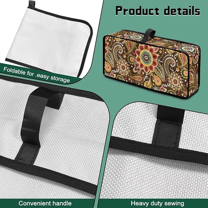 Boho Floral Toaster 2 Slice Cover, Heat-Resistant Snowman Toaster Cover Long Slot Small Appliance Covers Dustproof Kitchen Appliance Covers, with Top Handle Furniture Decor