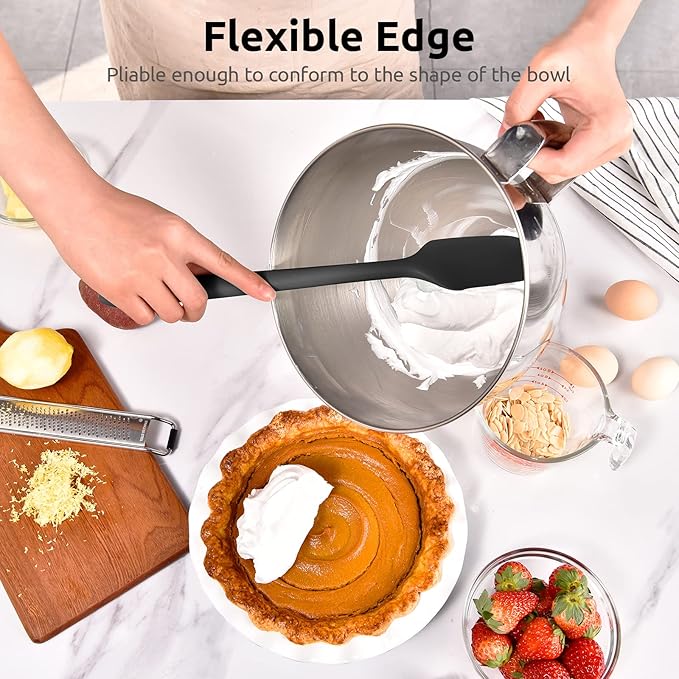 U-Taste 14in Extra Large Flexible Silicone Spatula with 600ºF Heat Resistance, and Upgraded Measuring Cups and Spoons Set of 12 with Reinforced Welded Handle (Black)