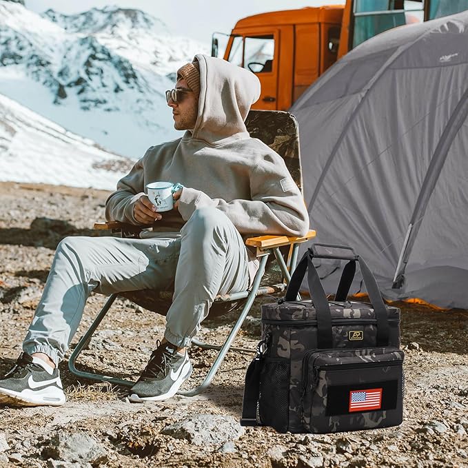 Lunch Box for Men, Tactical Lunch Bag MOLLE Webbing Leakproof Insulated Large Lunch Cooler Women Adult Meal with Adjustable Shoulder Strap Durable Lunch Pail (Camo-Black)