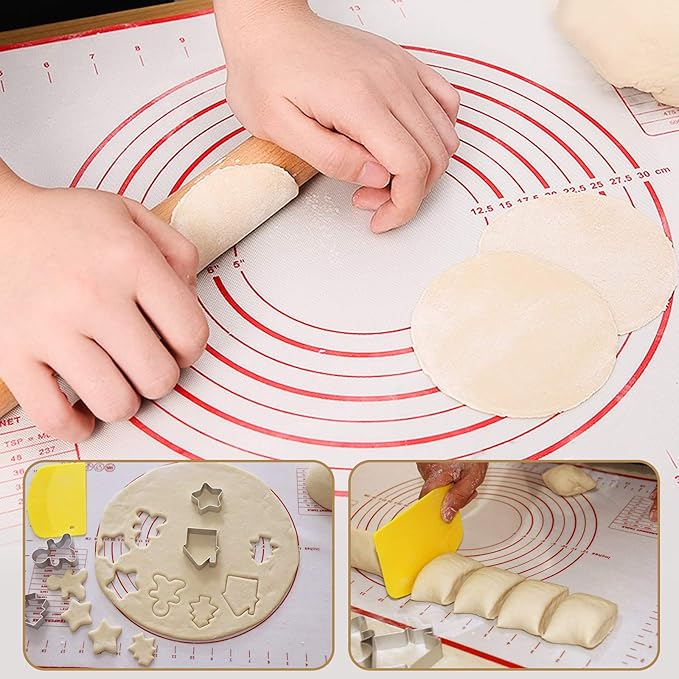 Silicone Spatula Set Rolling Pin Cookie Cutters Pastry Mat Measuring Spoons and Cups Pinch Bowls Dough Scraper, Kitchen Tools Cookware Cooking Baking Supplies 29 PCS