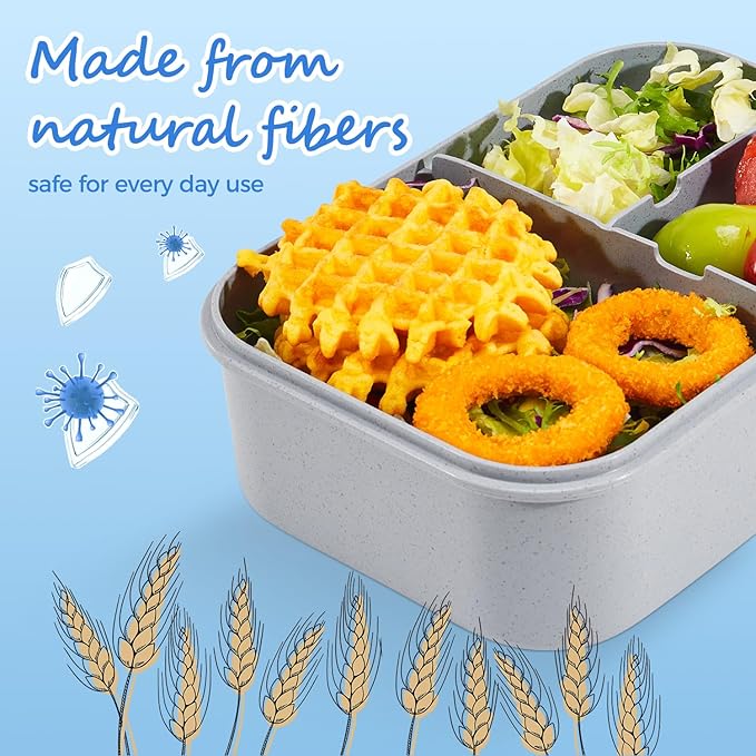 MISS BIG® Bento Box,Bento Box Adult,Lunch Box,Leak Proof Lunch Containers,No BPAs and No Chemical Dyes Bento Lunch Box,Dishwasher and Microwave Safe Lunch Containers for Adults(1900ml Gray)