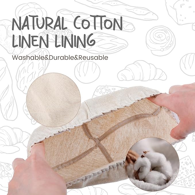 DOYOLLA Mini Bread Dough Proofing Basket & Liner (Set of 6, 5 inch), Sourdough Bread Bakery Bowls for Professional & Home Bakers