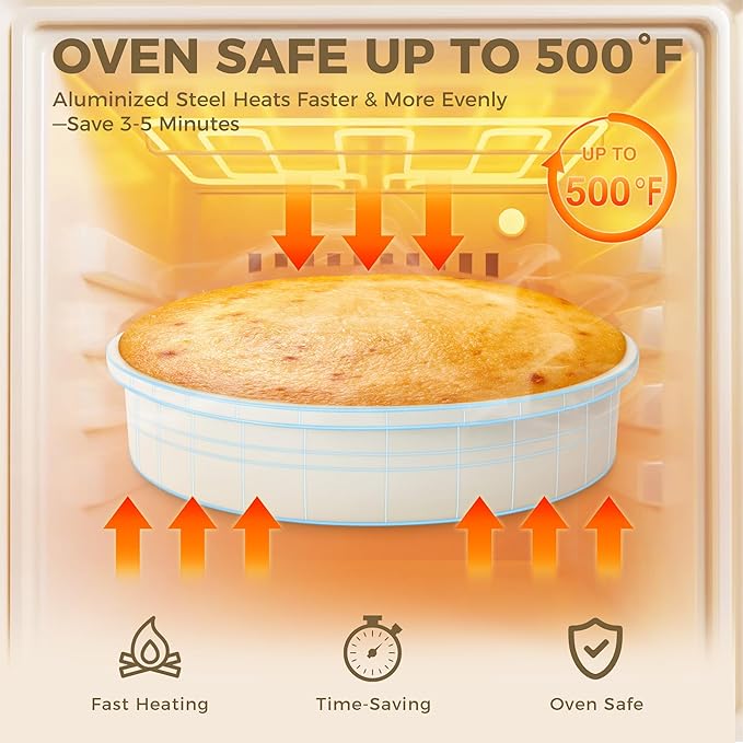 HONGBAKE Nonstick Ceramic 9 Inch Round Cake Pan Set of 2, Heavy-Duty Aluminized Steel round cake pans with Diamond Texture, Non-Toxic Cake Molds, Cake Pans Sets for Baking Cheesecake, Cream