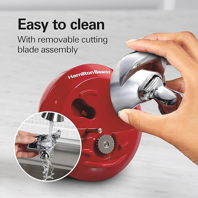 Hamilton Beach Walk 'n Cut Electric Can Opener for Kitchen, Use On Any Size, Automatic and Hand-Free, Cordless & Rechargeable, Easy Clean Removable Blade, Red (76506)