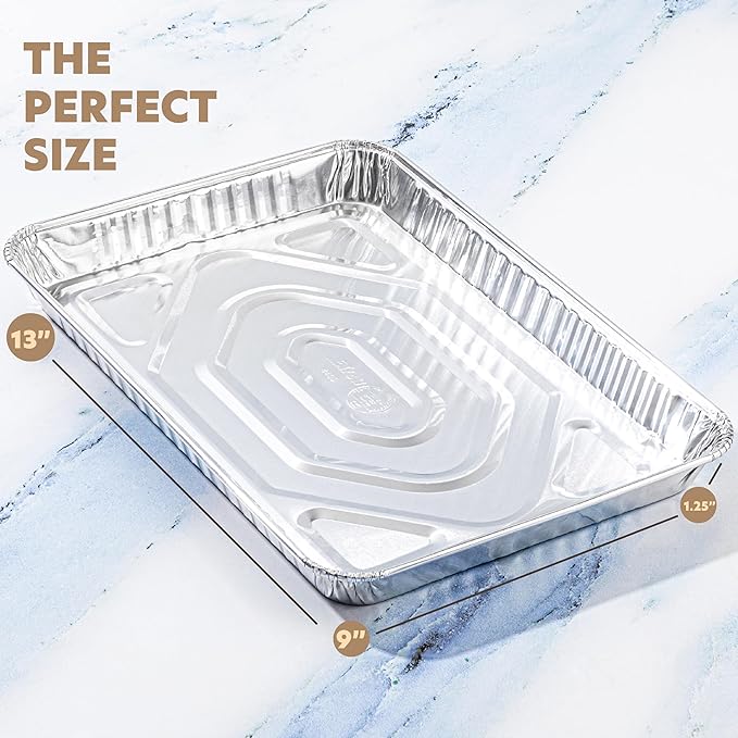PLASTICPRO Aluminum Pans 10 Pack Disposable Cookie Sheets 9'' x 13'' Baking Pans Premium Quality Heavy Duty Sheet Pans