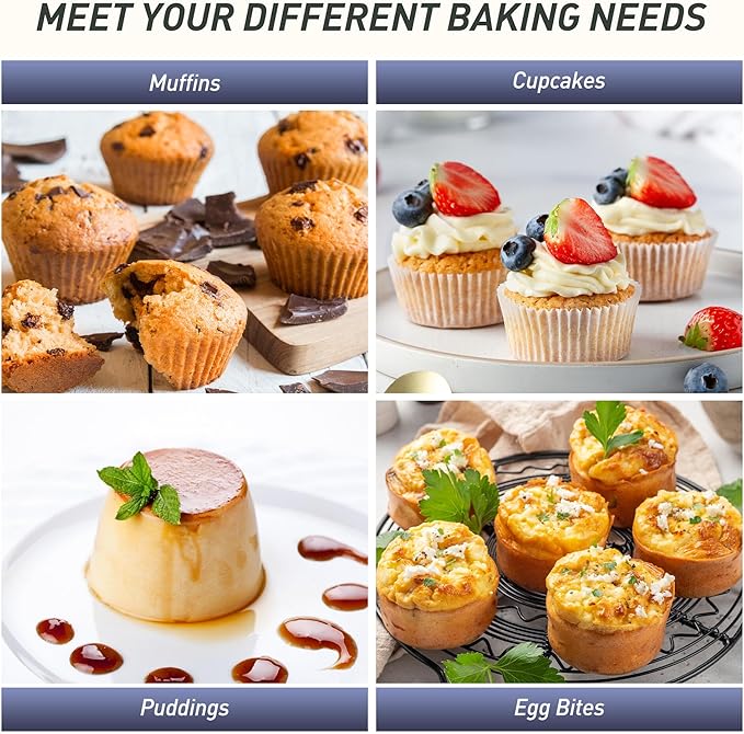12 Cups Silicone Muffin Pan with Metal Reinforced Frame Regular Size Cupcake Pan Tray Egg Bites Silicone Rubber Cookie Molds Muffin Tin Baking Pans Tart Pan Not Stainless Steel Ceramic Aluminum