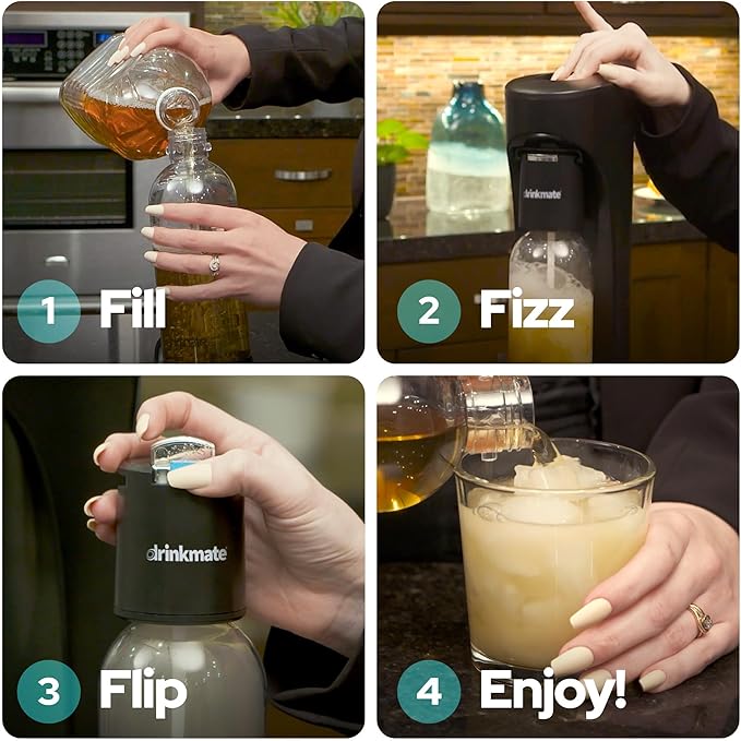 Drinkmate OmniFizz Sparkling Water Maker & Soda Streaming Machine | Carbonates Any Drink | BPA-Free Bottle | No Batteries or Electricity Required | CO2 Not Included (Arctic Blue)