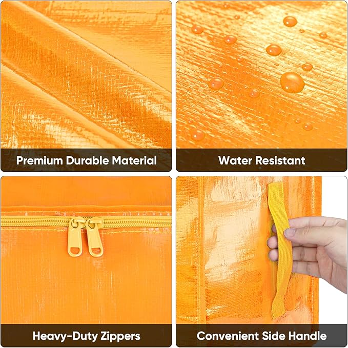 BALEINE 8-Pack Oversized Moving Bags with Reinforced Handles, Heavy-Duty Storage Tote for Clothes, Moving Supplies (Light Yellow, 8-Pack)