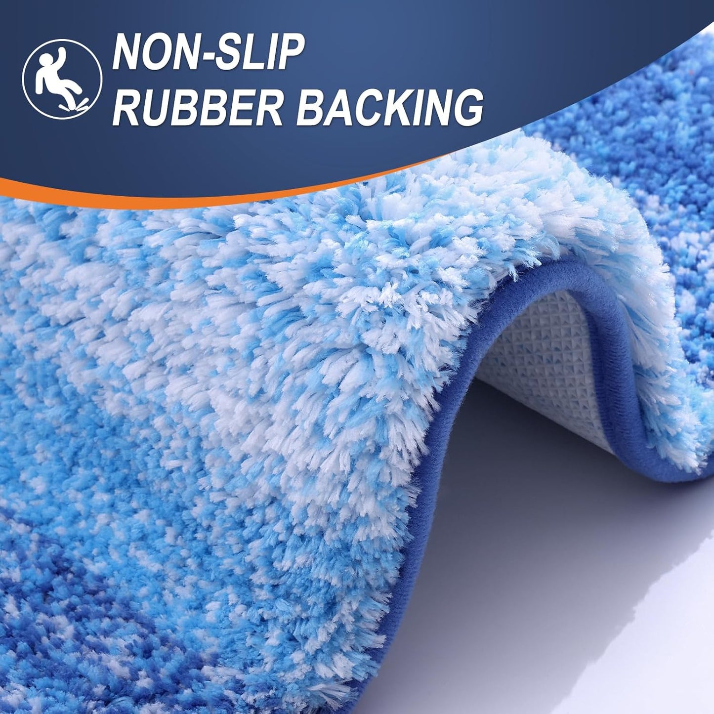 OLANLY Bathroom Runner Rugs 59x24, Extra Soft Absorbent Microfiber Bath Rugs, Rubber Backing, Quick Dry, Washable Bath Mats for Bathroom Floor, Tub and Shower, Home Decor Accessories, Light Royal Blue